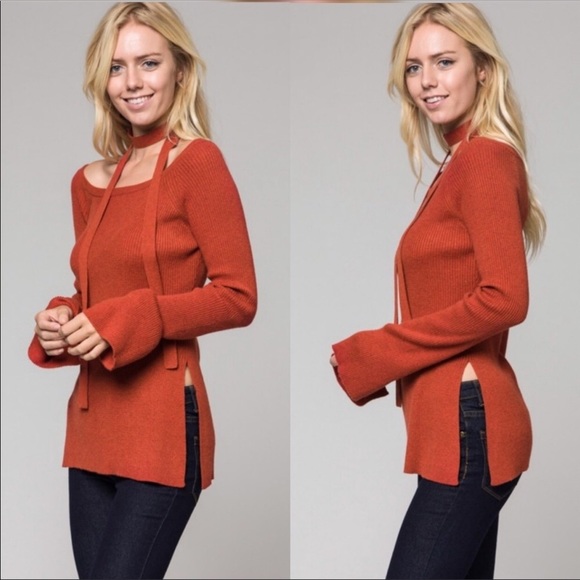 🎅🎁 BURNT ORANGE SWEATER TOP - Picture 2 of 6